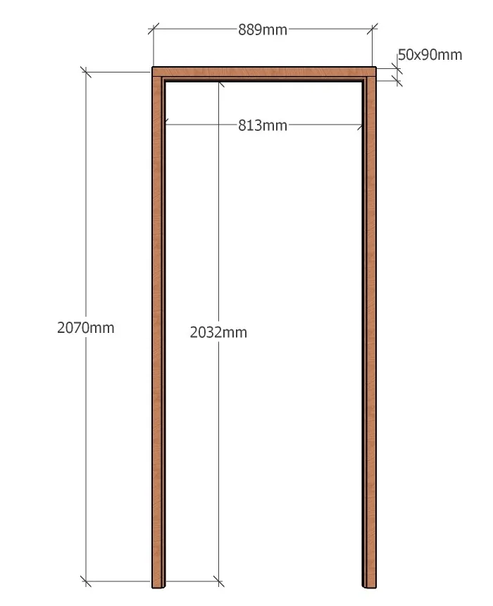Hardwood Single Door Frame Door Size 813mm x 2032mm Profile Size 50mm x 90mm